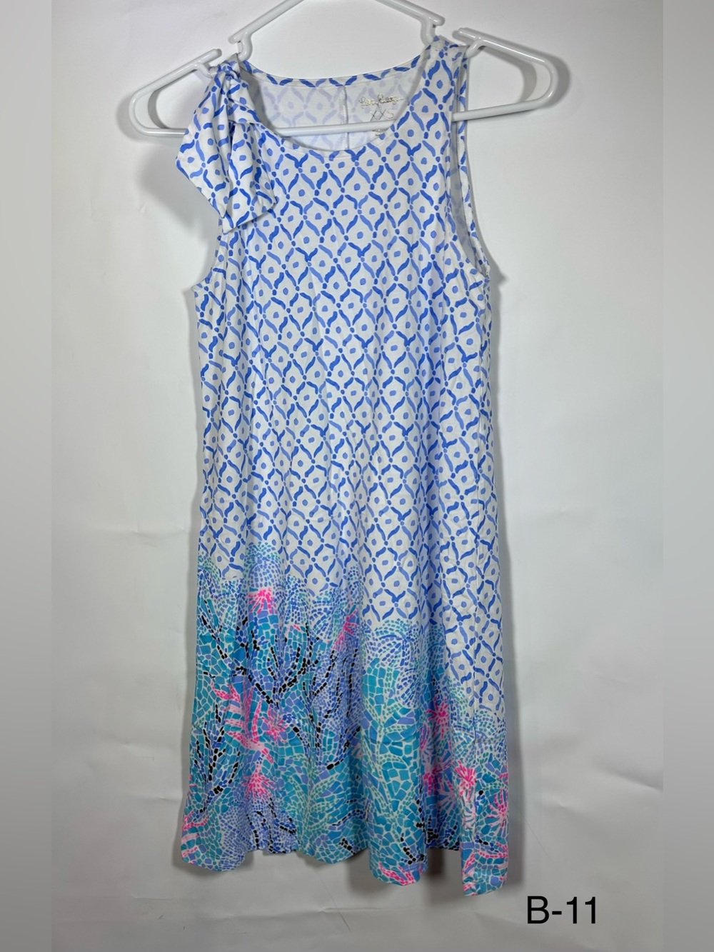 Lilly Pulitzer Luella Blue Pima Cotton Tie Shoulder Dress XXS